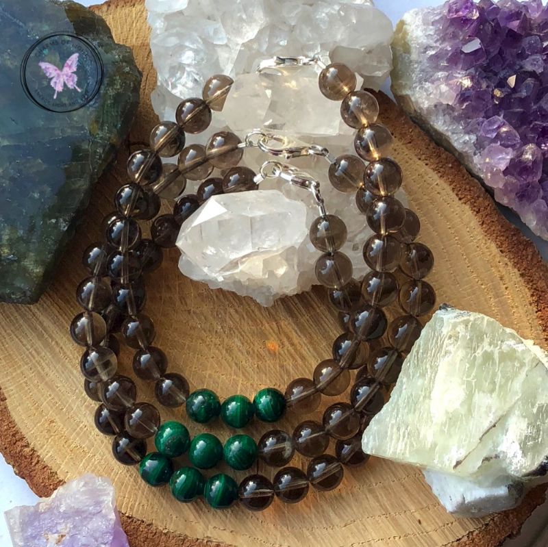 Men's Smokey Quartz & Malachite Healing Bracelet